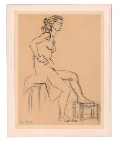 Istuva alaston nainen, toinen jalka jakkaralla tekijältä Henri Matisse