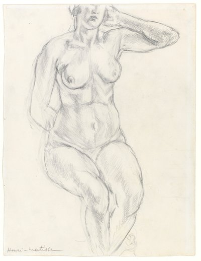 Istuva alaston, noin 1918 (grafiitti ja musta liitu paperille). tekijältä Henri Matisse