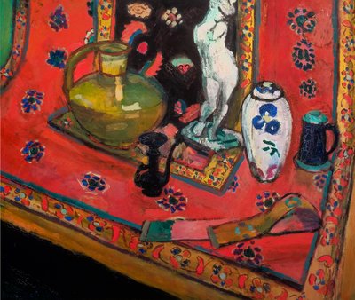 Pienoispatsas ja maljakoita itämaisella matolla tekijältä Henri Matisse