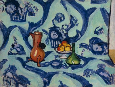 Asetelma sininen pöytäliina tekijältä Henri Matisse