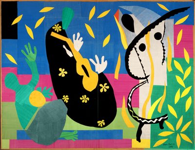 Kuninkaan suru. 1952 (guassi paperille, leikattu, kiinnitetty kankaalle). tekijältä Henri Matisse