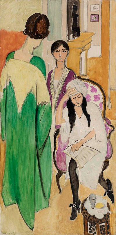 Kolme sisarta ja afrikkalainen veistos tekijältä Henri Matisse