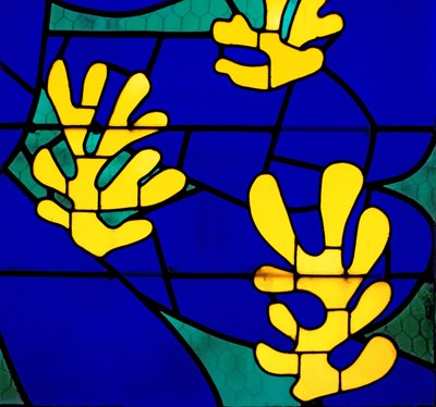 Elämänpuu" -lasimaalaukset Rukousnauhan kappelin alttarin takana, Vence. tekijältä Henri Matisse