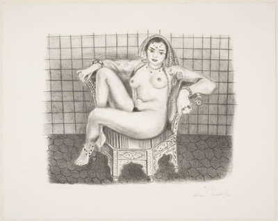 Nuori hindu istumassa alastomana tuolilla tekijältä Henri Matisse