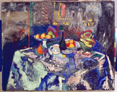 Maljakko, pullo ja hedelmiä, noin 1906 (öljy kankaalle). tekijältä Henri Matisse