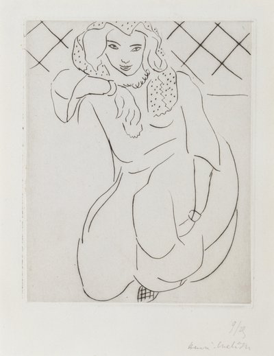 Hunnutettu itämainen nainen polvistuu tekijältä Henri Matisse