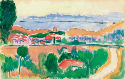 Näkymä Collioureen, noin 1906-1907 (öljy ja hiili paperille). tekijältä Henri Matisse