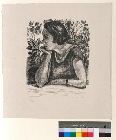 Kasvot profiilissa, käsi tukea vasten, Ludvig XIV:n aikainen sermi tekijältä Henri Matisse