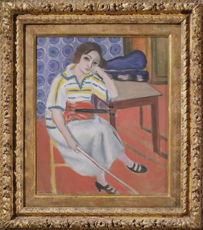 Nainen viulun kanssa, n.1921-23 (öljy kankaalle) tekijältä Henri Matisse