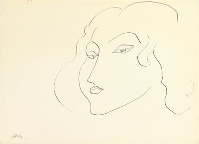 Naisen pää (kynä ja tussi paperille) tekijältä Henri Matisse
