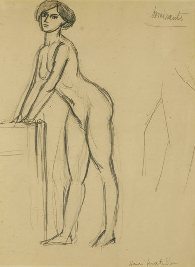 Nuori tyttö seisomassa, n. 1908-10 (lyijykynä paperille). tekijältä Henri Matisse