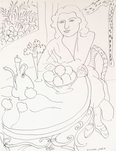 Nuori nainen pöydän ääressä tekijältä Henri Matisse