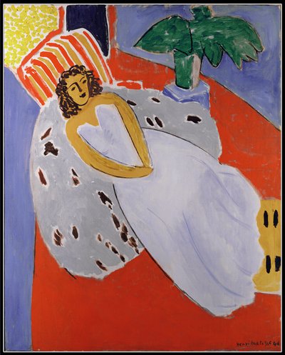 Nuori nainen valkoinen, punainen tausta tekijältä Henri Matisse