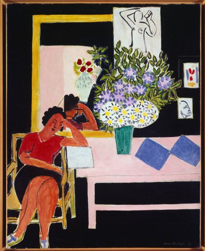 liseuse sur fond noir 1939 (öljy kankaalle ) tekijältä Henri Matisse