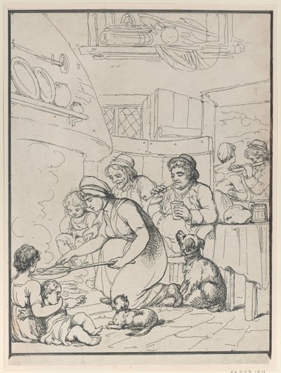 Mökit, takkahuone, 1799. tekijältä Henri Merke