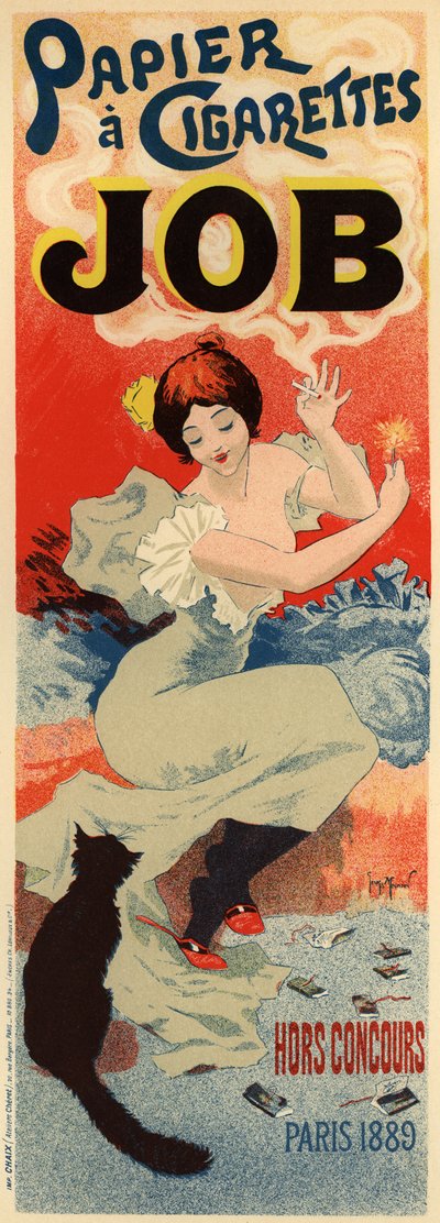 Mainosjuliste pehmopaperille Job, c. 1900 tekijältä Henri Meunier
