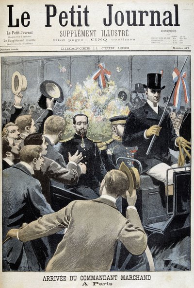 Komentaja Marchandin saapuminen Pariisiin - "" Le Petite Journal" -lehdessä, 11.6.1899 tekijältä Henri Meyer