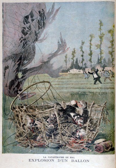 Ilmapallon räjähdys Halissa, Belgiassa, 1895. tekijältä Henri Meyer