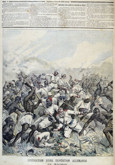 Saksalaisen Afrikan-retken tuhoaminen - "" Le Petit Journal" -lehdessä, 3.10.1891 tekijältä Henri Meyer