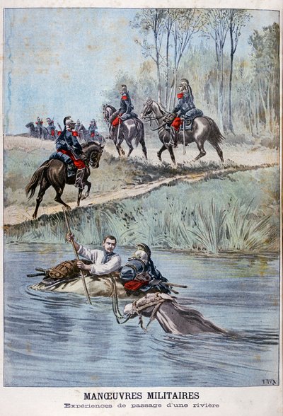 Ranskan sotilasharjoitukset, jokeen tunkeutuminen, 1898 tekijältä Henri Meyer