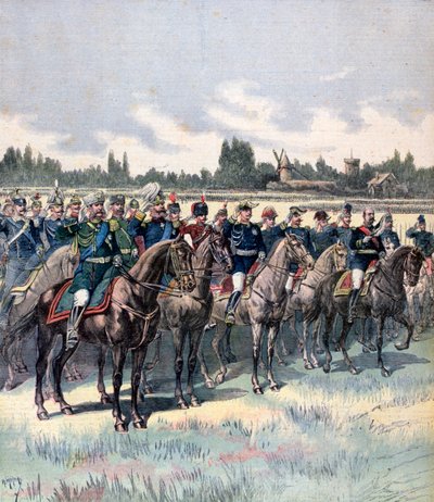 Sotilaallinen katsaus kenraali Saussierin ja ulkomaisten sotilasavustajien kanssa, 14. heinäkuuta 1891. tekijältä Henri Meyer