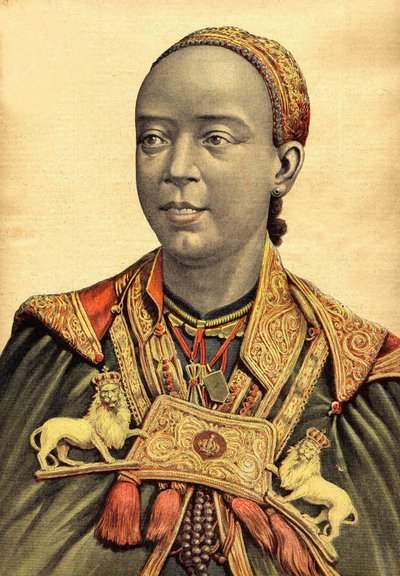 Abessinian ja Etiopian keisarinna Taitou (Taytu Betul) muotokuva. tekijältä Henri Meyer