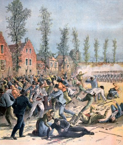 Mellakointi Monsissa, Belgiassa, 1893 tekijältä Henri Meyer