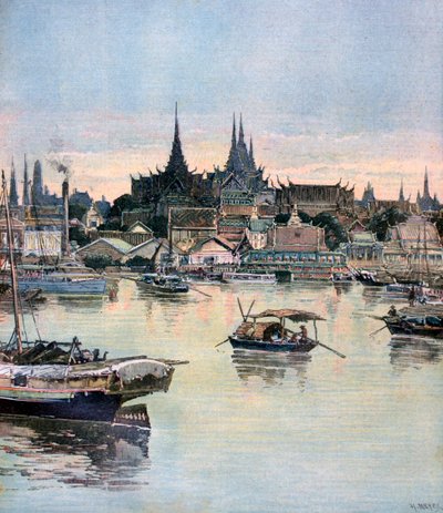 Näkymä Bangkokista, 1893 tekijältä Henri Meyer