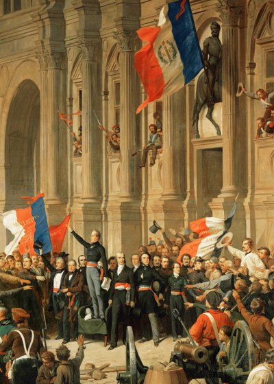 Vuoden 1848 vallankumous: Lamartine hylkää äärivasemmiston punaisen lipun ... tekijältä Henri Philippoteaux