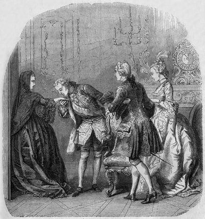Lamballen prinsessa, kuningas Ludvig XV, Ludvig de Richelieu, kreivitär Jeanne du Barry... tekijältä Henri Philippoteaux