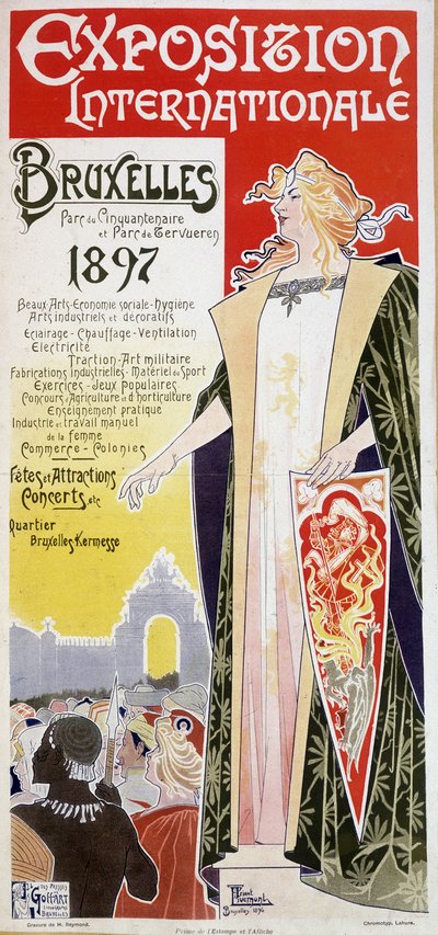 Brysselin kansainvälisen näyttelyn juliste 1897, kirjoittanut Henri Privat Antoine Theodore Livemont (joskus kutsutaan Privat-Livemontiksi) (1861-1936) tekijältä Henri Henri Antoine Théodore Livemont