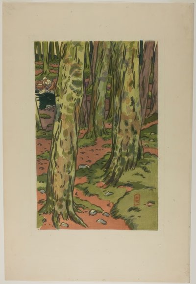 Pyykinpesu metsässä Loguivyssa tekijältä Henri Rivière