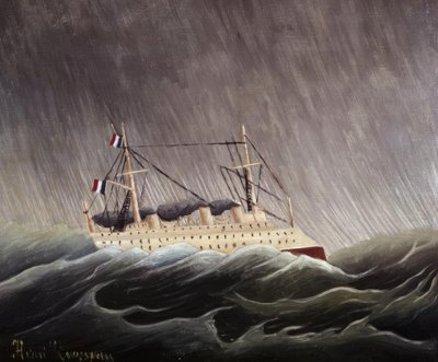 Barco en la tempestad. Käsittelijä: HENRI ROUSSEAU. Museo: MUSEES NATIONAUX PARIS FRANCIA tekijältä Henri Rousseau