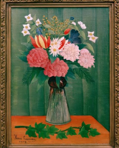 Kukkakimppu murattihaarassa tekijältä Henri Rousseau