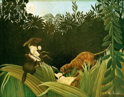 Tiikeri hyökkäsi partiolaisten kimppuun tekijältä Henri Rousseau