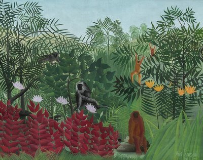 Sademetsä apinoiden kanssa. 1910 tekijältä Henri Rousseau
