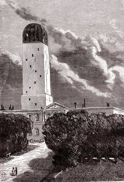 Cambridgen observatorio, Jules Vernen "Maasta kuuhun". tekijältä Henri de (after) Montaut