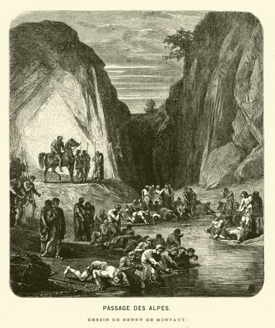 Alppien ylitys (kaiverrus) tekijältä Henri de (after) Montaut