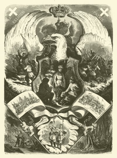 Puolan armeijan sotilaat ja univormut kapinan aikana 1863-1864 Venäjän valtaa vastaan (kaiverrus) tekijältä Henri de (after) Montaut
