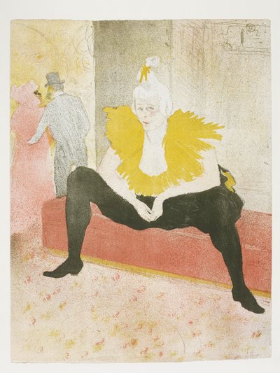 Naiset: Istuva naispuolinen klovni tekijältä Henri de Toulouse-Lautrec
