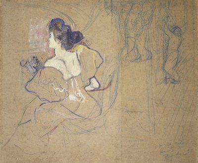 Madame Thadée Natanson (Misia Godebska, 1872-1950) teatterissa tekijältä Henri de Toulouse-Lautrec