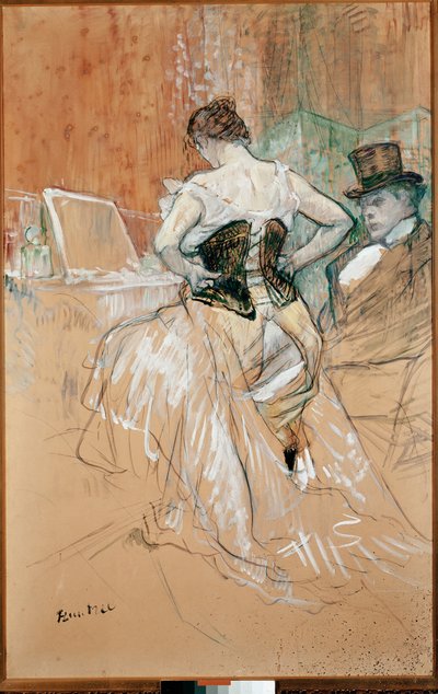 Nainen korsetissa tekijältä Henri de Toulouse Lautrec