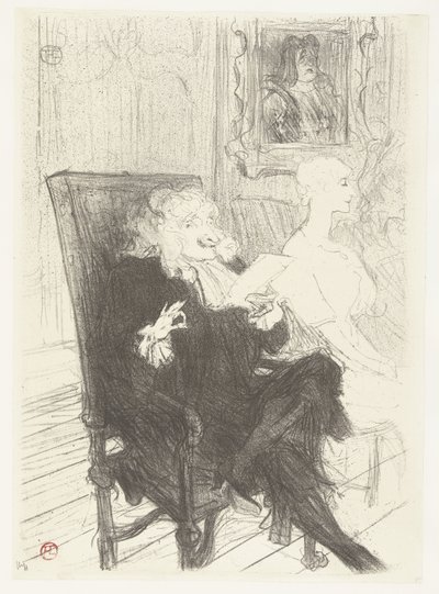 Näyttelijät Jules Charles Truffier Marguerite Morenona elokuvassa Toneelstuk Learned Women Truffier ja Moreno elokuvassa Oppineet naiset tekijältä Henri de Toulouse Lautrec