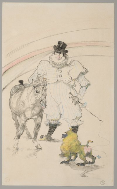 Sirkuksessa: koulutettu poni ja paviaani tekijältä Henri de Toulouse-Lautrec