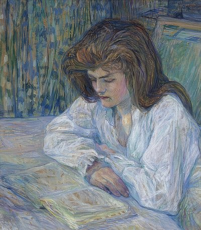 Die Lesende (Lukija). 1889 tekijältä Henri de Toulouse Lautrec