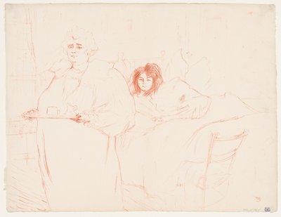 Elles: Nainen kantamassa tarjotinta, Mme. Baron ja Mlle. Popo tekijältä Henri de Toulouse Lautrec