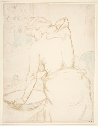 Femme qui se lave, la toilette (Woman at her Toilette, Washing Self), sarjasta Elles tekijältä Henri de Toulouse-Lautrec