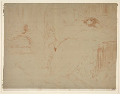Femme sur le dos, latsitude (nainen makaa selässä, väsymys), sarjasta Elles tekijältä Henri de Toulouse-Lautrec