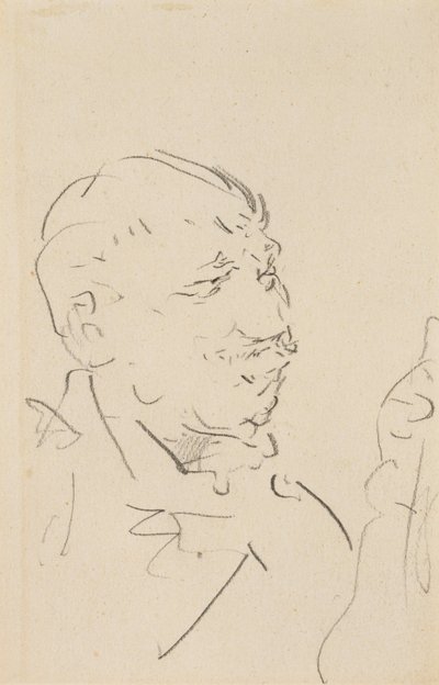 Miehen pää (grafiitti kudottupaperille) tekijältä Henri de Toulouse Lautrec