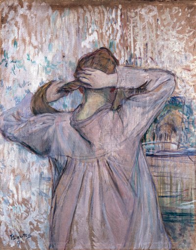 WC Hän, joka kampaa hiuksiaan, 1891 tekijältä Henri de Toulouse Lautrec